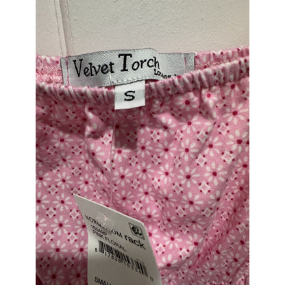 Velvet Torch Pink Floral Puff Sleeve Smocked Waist Mini Dress Size S