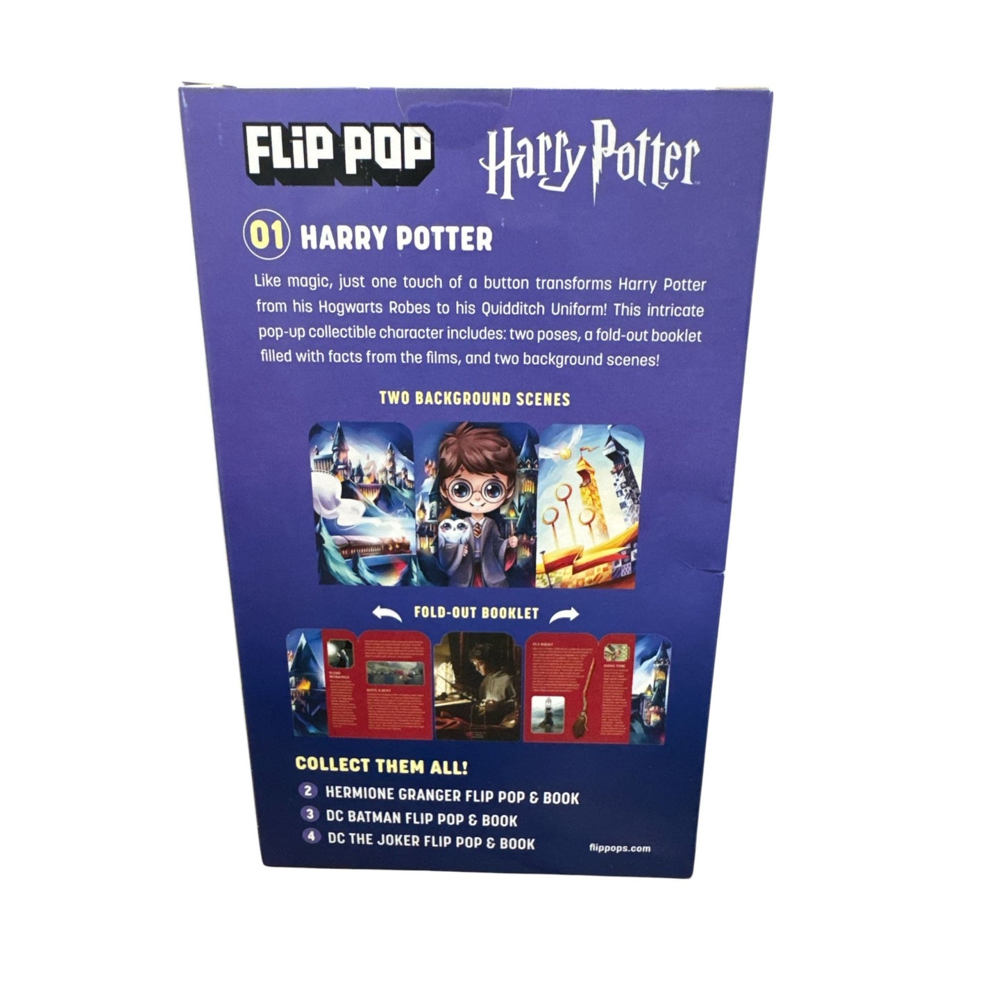 Harry Potter Flip Pop Collectible Character & Book With 2 Poses Background Scenes & Fold-Out Booklet