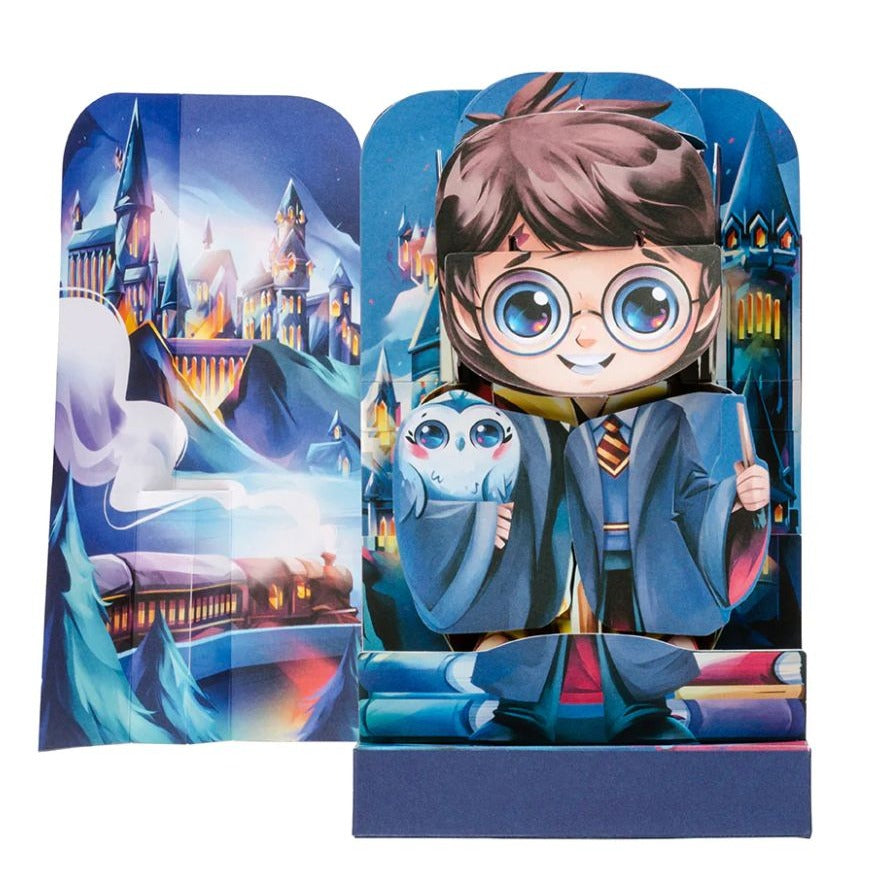 Harry Potter Flip Pop Collectible Character & Book With 2 Poses Background Scenes & Fold-Out Booklet