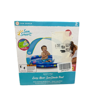 Lazy River Sunshade Pool With Removable Canopy & Duck Toys For Kids - 42" Inflated Size UPF 50+