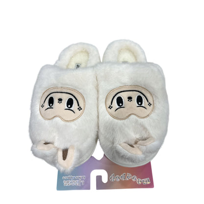Moodpop Women's Fuzzy Llama Slippers With Memory Foam US Size 9/10 White Plush With Embroidered Face & Ears Indoor/Outdoor Sole