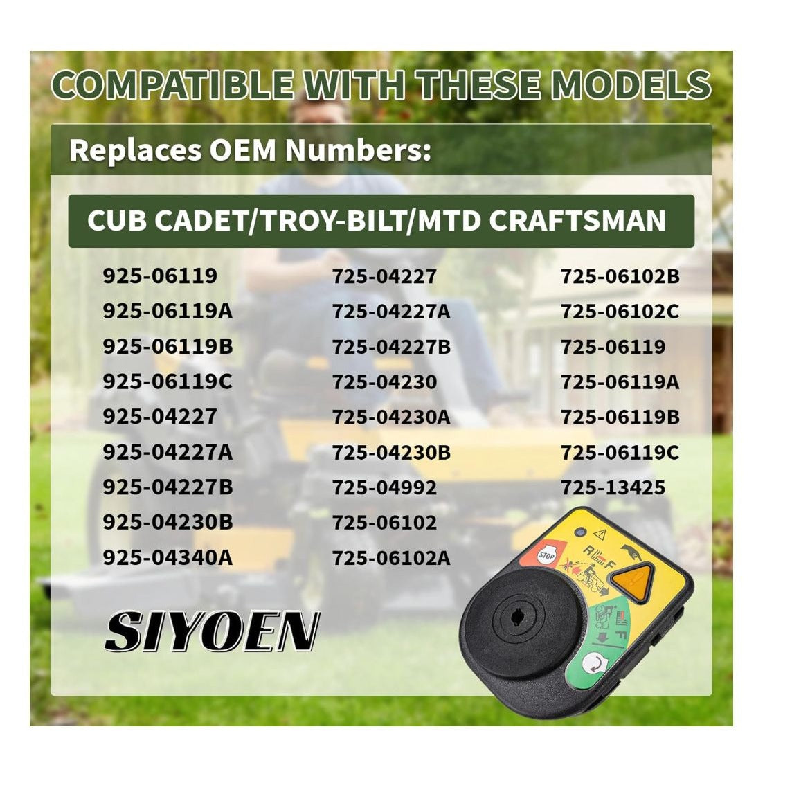 Lawn Mower Ignition Switch Replacement For Cub Cadet Troy-Bilt MTD Craftsman With 2 Keys